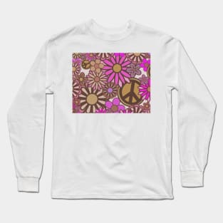 Brown flower power Long Sleeve T-Shirt